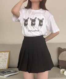 ワンちゃんデザインプリント半袖Tシャツ(hsyd)