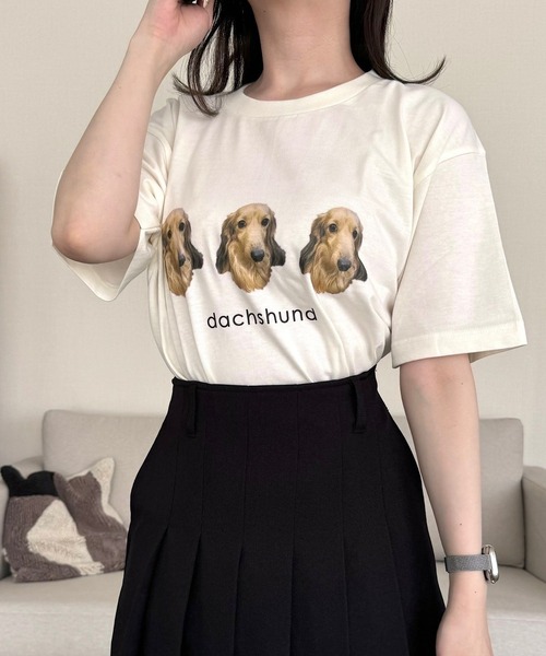 tunee(チュニー)の「ワンちゃんデザインプリント半袖Tシャツ(hsyd)(Tシャツ/カットソー・レディース・F/I/B/C/E/G・MEDIUM/LARGE)」の5枚目の写真