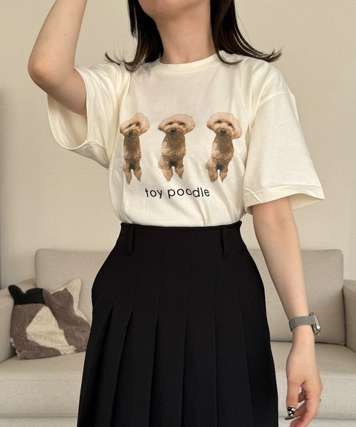 tunee(チュニー)の「ワンちゃんデザインプリント半袖Tシャツ(hsyd)(Tシャツ/カットソー・レディース・F/I/B/C/E/G・MEDIUM/LARGE)」の1枚目の写真