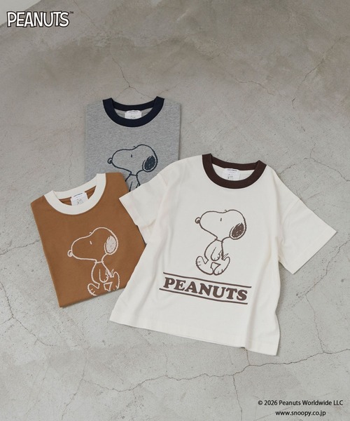 LOWRYS FARM（ローリーズファーム）の「【SNOOPY】リンガーTシャツ　656760（Tシャツ/カットソー・キッズ・シルバー/アイボリー/ブラウン系その他・120cm/130cm/140cm/150cm/110cm）」の2枚目の写真