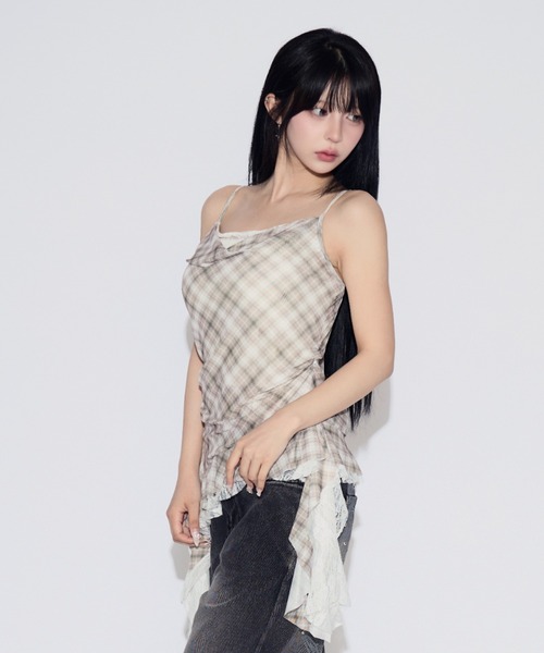 tinkerend（ティンカーエンド）の「Hem FrillLlace Camisole / 裾フリルレースキャミソール（キャミソール・レディース・ベージュ・FREE）」の17枚目の写真