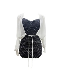 ALLuRing ChaRm | 【3点セット】Bolero & Dot Gathered Camisole Dress Set / ボレロ&ドット柄ギャザーキャミワンピースセット(ワンピース)