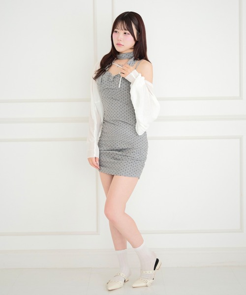 ALLuRing ChaRm(アリュリングチャーム)の「【3点セット】Bolero & Dot Gathered Camisole Dress Set / ボレロ&ドット柄ギャザーキャミワンピースセット(ワンピース・レディース・ブラック/グレー・FREE)」の20枚目の写真