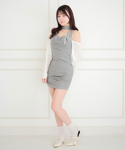 ALLuRing ChaRm(アリュリングチャーム)の「【3点セット】Bolero & Dot Gathered Camisole Dress Set / ボレロ&ドット柄ギャザーキャミワンピースセット(ワンピース・レディース・ブラック/グレー・FREE)」の21枚目の写真