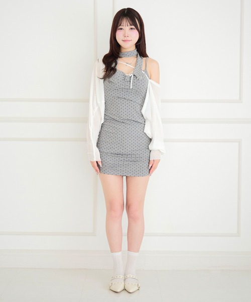 ALLuRing ChaRm(アリュリングチャーム)の「【3点セット】Bolero & Dot Gathered Camisole Dress Set / ボレロ&ドット柄ギャザーキャミワンピースセット(ワンピース・レディース・ブラック/グレー・FREE)」の19枚目の写真