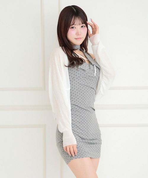 ALLuRing ChaRm(アリュリングチャーム)の「【3点セット】Bolero & Dot Gathered Camisole Dress Set / ボレロ&ドット柄ギャザーキャミワンピースセット(ワンピース・レディース・ブラック/グレー・FREE)」の16枚目の写真