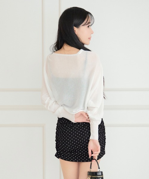 ALLuRing ChaRm(アリュリングチャーム)の「【3点セット】Bolero & Dot Gathered Camisole Dress Set / ボレロ&ドット柄ギャザーキャミワンピースセット(ワンピース・レディース・ブラック/グレー・FREE)」の6枚目の写真