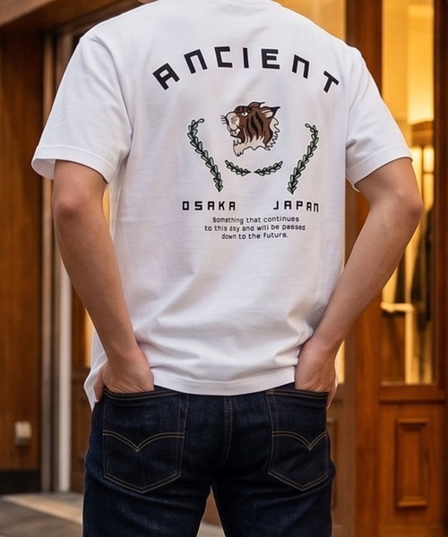 TETE(テット)の「【和華】和柄バックプリントTシャツ/5色展開|虎・日本地図 スラブ素材 大人カジュアル ストリート アメカジ 半袖 メンズ(Tシャツ/カットソー・メンズ・オレンジ/ホワイト/ストーン/ネイビー/ブラック・MEDIUM/X-LARGE/LARGE)」の1枚目の写真
