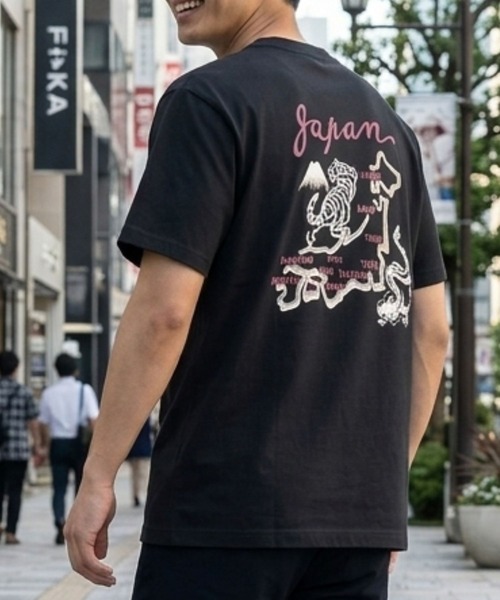 TETE(テット)の「【和華】和柄バックプリントTシャツ/5色展開|虎・日本地図 スラブ素材 大人カジュアル ストリート アメカジ 半袖 メンズ(Tシャツ/カットソー・メンズ・オレンジ/ホワイト/ストーン/ネイビー/ブラック・MEDIUM/X-LARGE/LARGE)」の2枚目の写真