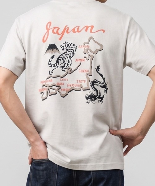 TETE(テット)の「【和華】和柄バックプリントTシャツ/5色展開|虎・日本地図 スラブ素材 大人カジュアル ストリート アメカジ 半袖 メンズ(Tシャツ/カットソー・メンズ・オレンジ/ホワイト/ストーン/ネイビー/ブラック・MEDIUM/X-LARGE/LARGE)」の13枚目の写真