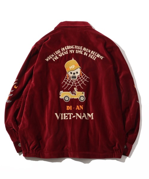 CORPUS TOKYO(コーパス トーキョー)の「【HOUSTON/ヒューストン】VELVETEEN VIETNAM JACKET/ベルベティーン ベトナムジャケット(SKULL)(ミリタリージャケット・メンズ・マルーン/ミント/ブラック・M/L/XL)」の10枚目の写真