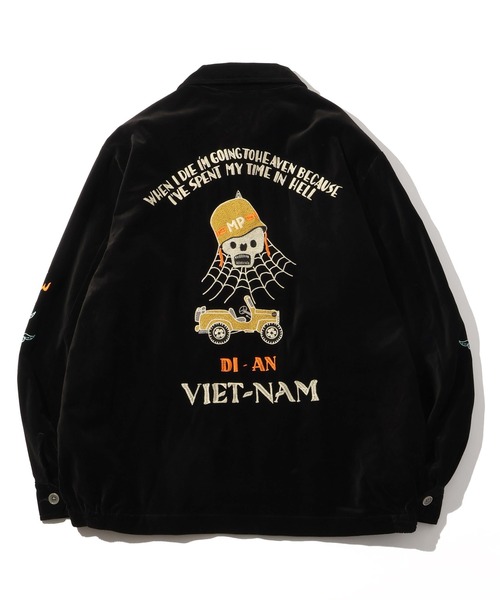 CORPUS TOKYO(コーパス トーキョー)の「【HOUSTON/ヒューストン】VELVETEEN VIETNAM JACKET/ベルベティーン ベトナムジャケット(SKULL)(ミリタリージャケット・メンズ・マルーン/ミント/ブラック・M/L/XL)」の7枚目の写真