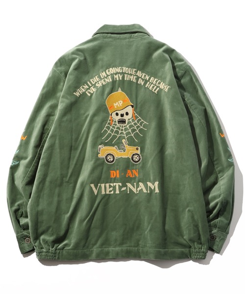 CORPUS TOKYO(コーパス トーキョー)の「【HOUSTON/ヒューストン】VELVETEEN VIETNAM JACKET/ベルベティーン ベトナムジャケット(SKULL)(ミリタリージャケット・メンズ・マルーン/ミント/ブラック・M/L/XL)」の9枚目の写真