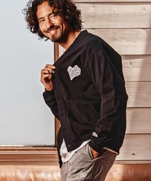 1minute 1second（ワンミニットワンセカンド）の「mcg3851-pave heart  print 10oz loose fit cardigan カーディガン(1M26A230)（カーディガン/ボレロ）」
