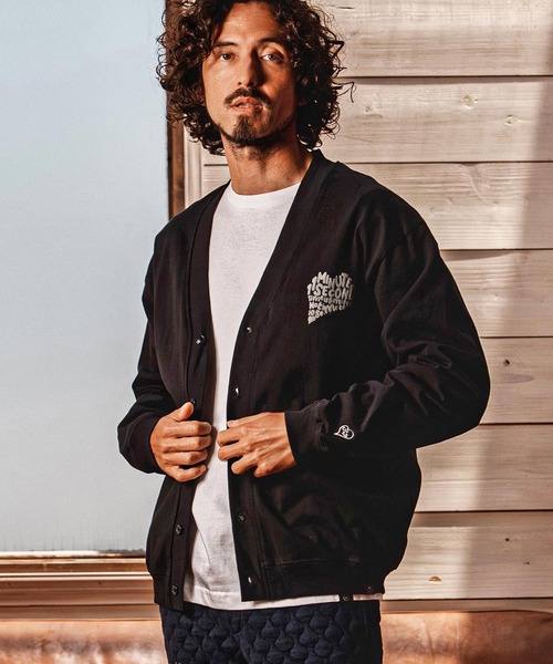 1minute 1second(ワンミニットワンセカンド)の「mcg3851-pave heart print 10oz loose fit cardigan カーディガン(1M26A230)(カーディガン/ボレロ・メンズ・ブラック×ホワイト/ブラック×ブラック/アッシュ・M/L/XL)」の19枚目の写真