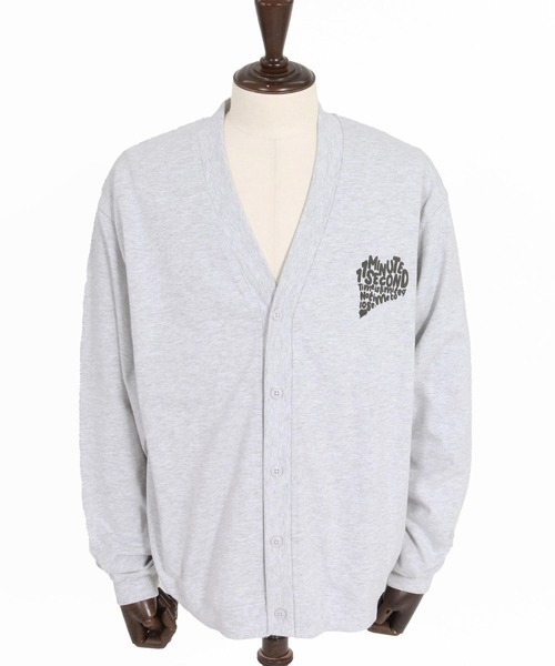 1minute 1second(ワンミニットワンセカンド)の「mcg3851-pave heart print 10oz loose fit cardigan カーディガン(1M26A230)(カーディガン/ボレロ・メンズ・ブラック×ホワイト/ブラック×ブラック/アッシュ・M/L/XL)」の14枚目の写真