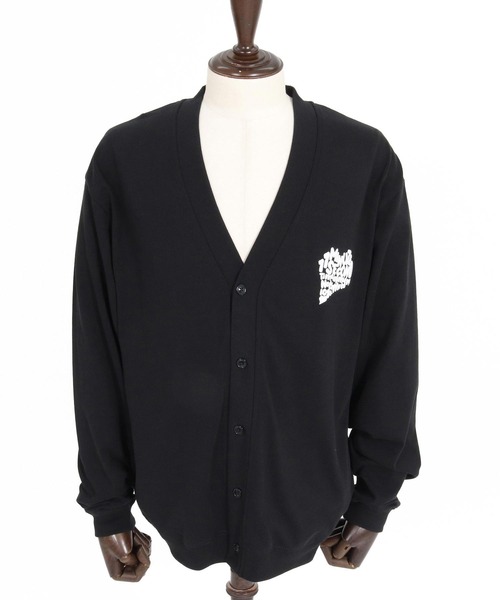1minute 1second(ワンミニットワンセカンド)の「mcg3851-pave heart print 10oz loose fit cardigan カーディガン(1M26A230)(カーディガン/ボレロ・メンズ・ブラック×ホワイト/ブラック×ブラック/アッシュ・M/L/XL)」の15枚目の写真