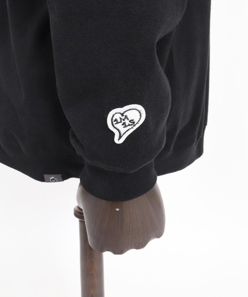 1minute 1second(ワンミニットワンセカンド)の「mcg3851-pave heart print 10oz loose fit cardigan カーディガン(1M26A230)(カーディガン/ボレロ・メンズ・ブラック×ホワイト/ブラック×ブラック/アッシュ・M/L/XL)」の7枚目の写真