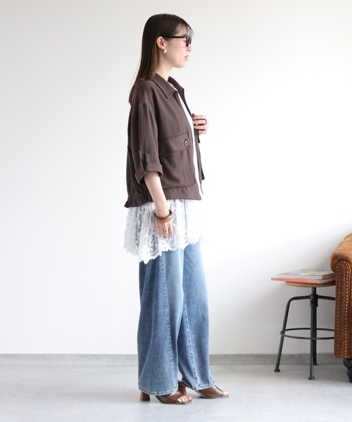 cepo（セポ）の「〈セットアップ対応〉LINENミックス ワークブルゾン（ブルゾン・レディース・チャコール/オリーブ・M）」の6枚目の写真