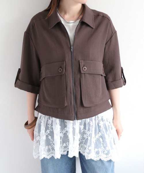 cepo（セポ）の「〈セットアップ対応〉LINENミックス ワークブルゾン（ブルゾン・レディース・チャコール/オリーブ・M）」の16枚目の写真