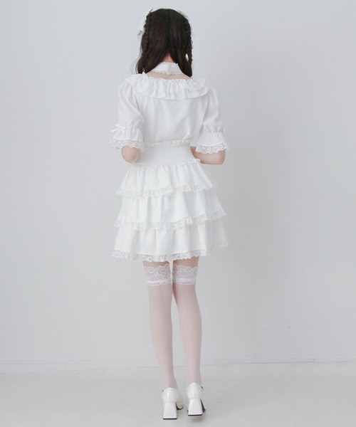 DearMyLove(ディアマイラブ)の「フリルたっぷりレースアップリボンスカート(スカート・レディース・グレー/ホワイト/ブラック・LARGE/3L/MEDIUM)」の6枚目の写真
