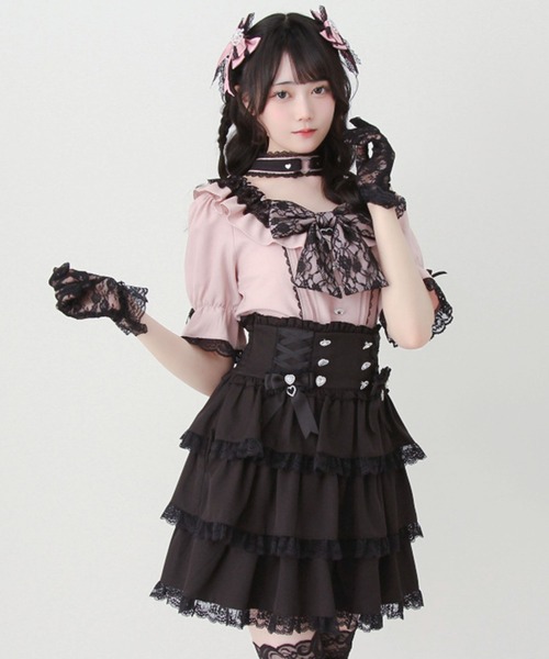 DearMyLove(ディアマイラブ)の「フリルたっぷりレースアップリボンスカート(スカート・レディース・グレー/ホワイト/ブラック・LARGE/3L/MEDIUM)」の18枚目の写真