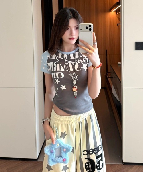 Ressaca(レサーカ)の「スターロゴプリントラグランスリーブTシャツ(Tシャツ/カットソー・レディース・グレー/ブラック・M)」の4枚目の写真