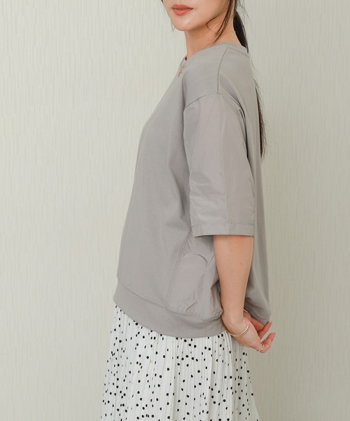 libelle more(リベル モア)の「切替デザインオーバーサイズTシャツ(Tシャツ/カットソー・レディース・グレイッシュベージュ/グリーン/オフホワイト/ブラック・L/M)」の22枚目の写真