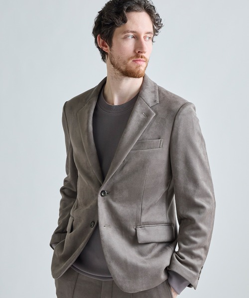 MEN'S BIGI（メンズビギ）の「フェイクスエードダンボール リラックスジャケット（テーラードジャケット・メンズ・チャコールグレー/ベージュ/ブラック・01/02/04/03）」の3枚目の写真