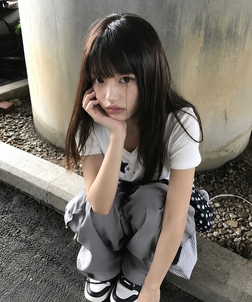 WESTSEA（ウエストシー）の「スタープリント Vネック ストレッチ半袖Tシャツ（Tシャツ/カットソー・レディース・ライトグレー/ホワイト・L/M）」の7枚目の写真