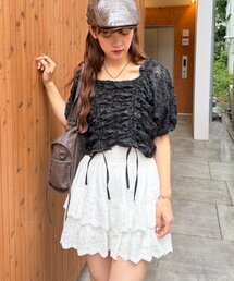 フラワーレースドロストブラウス 夏服
