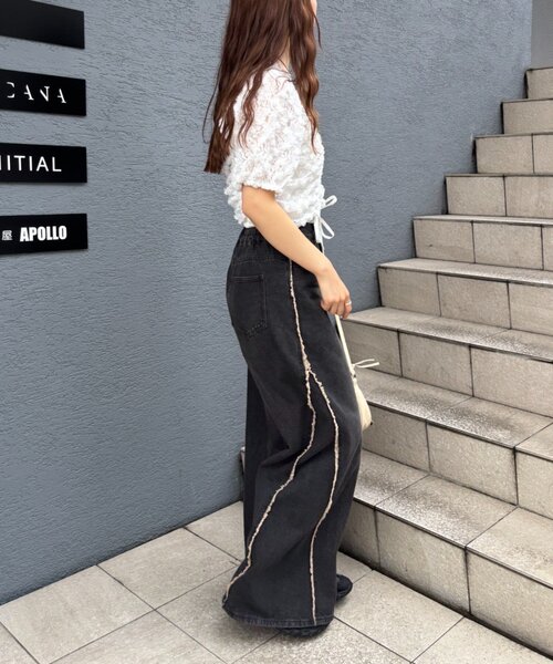 w closet(ダブルクローゼット)の「フラワーレースドロストブラウス 夏服(シャツ/ブラウス・レディース・グリーン/オフホワイト/ブラック・FREE)」の19枚目の写真
