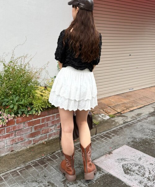 w closet(ダブルクローゼット)の「フラワーレースドロストブラウス 夏服(シャツ/ブラウス・レディース・グリーン/オフホワイト/ブラック・FREE)」の11枚目の写真