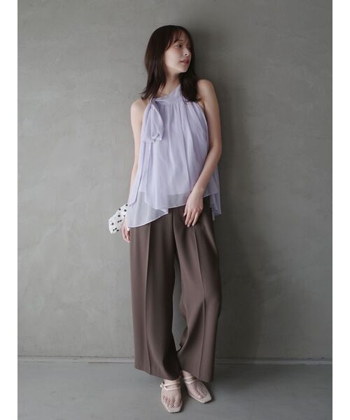 LAGUNAMOON（ラグナムーン）の「バイカラータックワイドパンツ 【夏服】【オフィスカジュアル】（その他パンツ・レディース・ブラウン/アイボリー・MEDIUM/SMALL）」の4枚目の写真