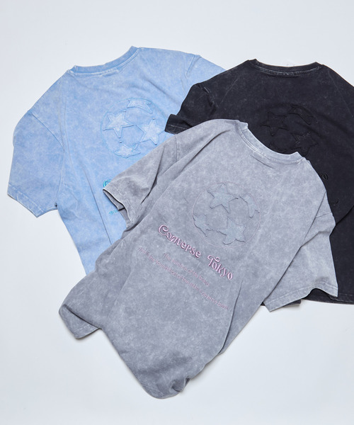CONVERSE TOKYO(コンバーストウキョウ)の「SPINDLE HEM EMBROIDERED LOGO TEE(Tシャツ/カットソー・レディース・グレー/サックスブルー/ブラック・SMALL/MEDIUM)」の6枚目の写真