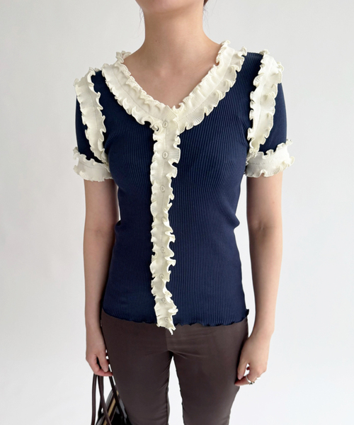 EDIT. FOR LULU（エディットフォールル）の「【Opera SPORT/オペラスポーツ】 SOPHIE SEAMLESS TOP（Tシャツ/カットソー・レディース・ネイビー・FREE）」の3枚目の写真