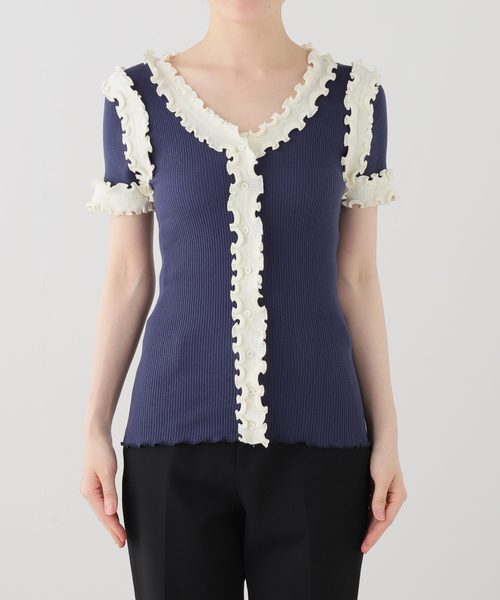 EDIT. FOR LULU（エディットフォールル）の「【Opera SPORT/オペラスポーツ】 SOPHIE SEAMLESS TOP（Tシャツ/カットソー・レディース・ネイビー・FREE）」の5枚目の写真