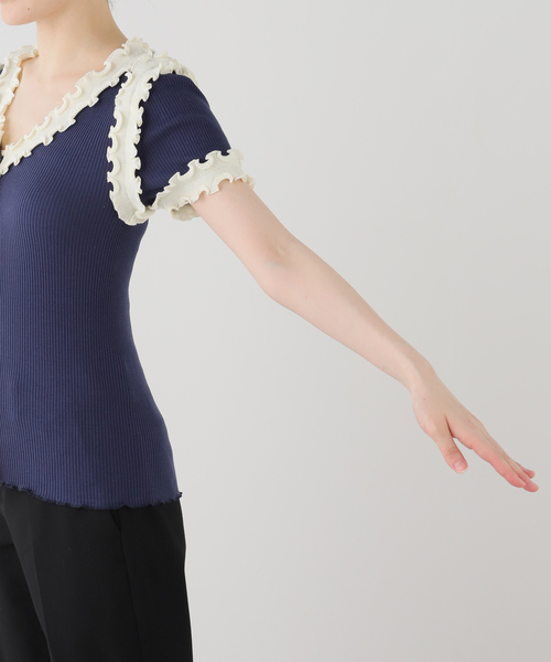 EDIT. FOR LULU（エディットフォールル）の「【Opera SPORT/オペラスポーツ】 SOPHIE SEAMLESS TOP（Tシャツ/カットソー・レディース・ネイビー・FREE）」の8枚目の写真