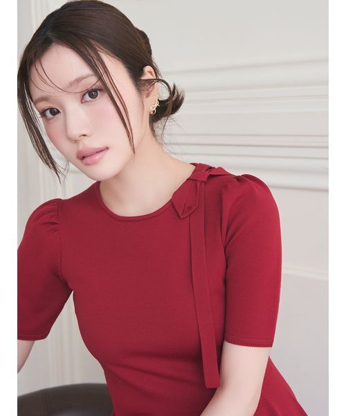 CELFORD(セルフォード)の「ネックリボンホールガーメントワンピース(ワンピース・レディース・レッド/ブラック/ライトピンク・36/38)」の5枚目の写真