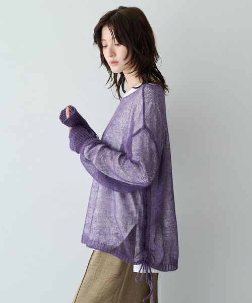 Editt by YECCA VECCA(エディットバイイェッカヴェッカ)の「アルパカ混ドロストメッシュニット(ニット/セーター・レディース・パープル/ライトグレー/ブラウン/ライトグリーン・FREE)」の10枚目の写真