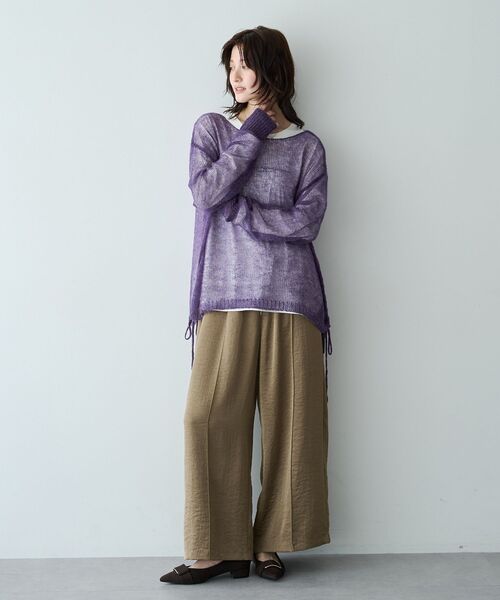 Editt by YECCA VECCA(エディットバイイェッカヴェッカ)の「アルパカ混ドロストメッシュニット(ニット/セーター・レディース・パープル/ライトグレー/ブラウン/ライトグリーン・FREE)」の13枚目の写真