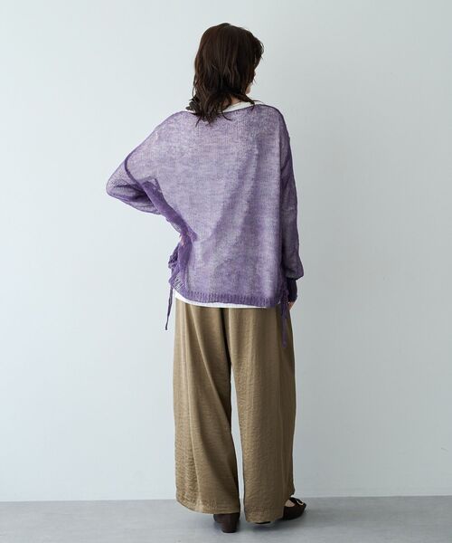 Editt by YECCA VECCA(エディットバイイェッカヴェッカ)の「アルパカ混ドロストメッシュニット(ニット/セーター・レディース・パープル/ライトグレー/ブラウン/ライトグリーン・FREE)」の16枚目の写真