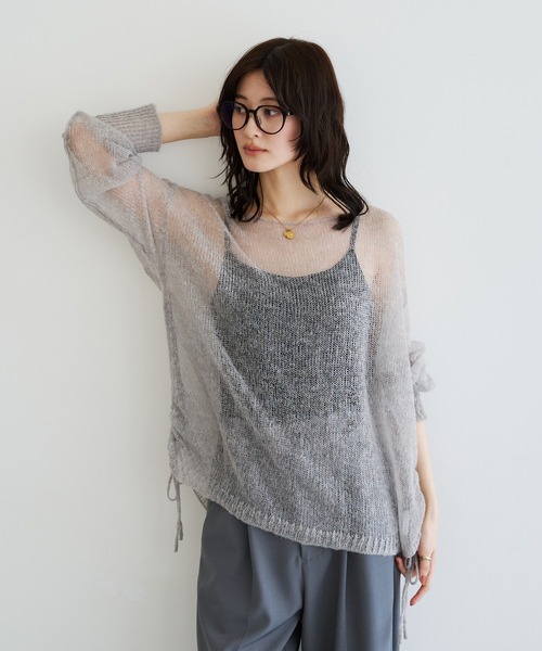 Editt by YECCA VECCA(エディットバイイェッカヴェッカ)の「アルパカ混ドロストメッシュニット(ニット/セーター・レディース・パープル/ライトグレー/ブラウン/ライトグリーン・FREE)」の15枚目の写真