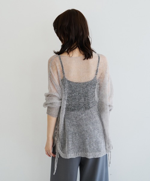 Editt by YECCA VECCA(エディットバイイェッカヴェッカ)の「アルパカ混ドロストメッシュニット(ニット/セーター・レディース・パープル/ライトグレー/ブラウン/ライトグリーン・FREE)」の17枚目の写真