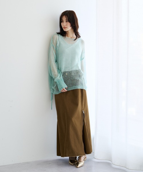 Editt by YECCA VECCA(エディットバイイェッカヴェッカ)の「アルパカ混ドロストメッシュニット(ニット/セーター・レディース・パープル/ライトグレー/ブラウン/ライトグリーン・FREE)」の10枚目の写真