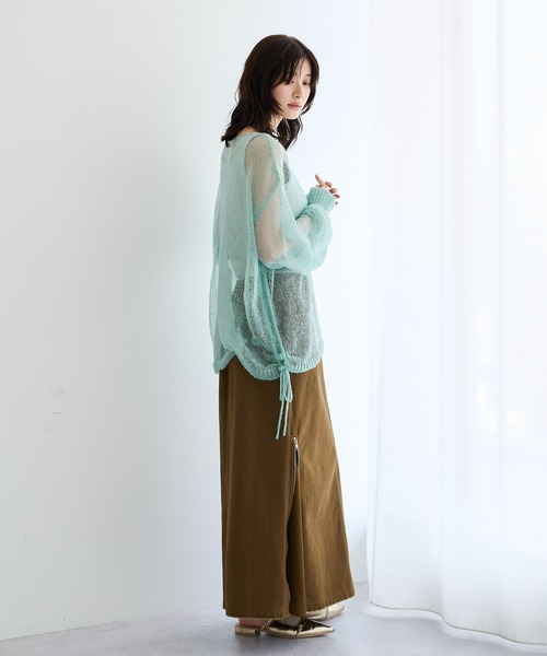 Editt by YECCA VECCA(エディットバイイェッカヴェッカ)の「アルパカ混ドロストメッシュニット(ニット/セーター・レディース・パープル/ライトグレー/ブラウン/ライトグリーン・FREE)」の12枚目の写真