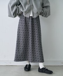 ∴【2サイズ展開】ドットフロッキーツイルナロースカート