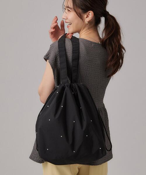 SHOO・LA・RUE(シューラルー)の「キラキラスタッズトートバッグ(トートバッグ・レディース・ナチュラル/ブラック/ライトパープル・00)」の1枚目の写真