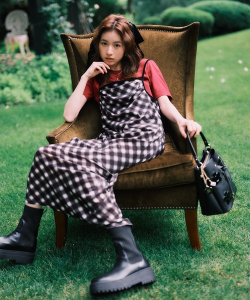 MARY QUANT×VIS】チェックベロアドレープキャミワンピース（ワンピース