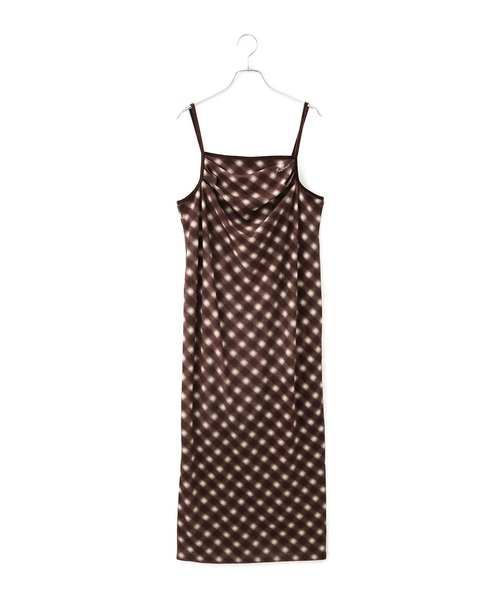 MARY QUANT×VIS】チェックベロアドレープキャミワンピース（ワンピース